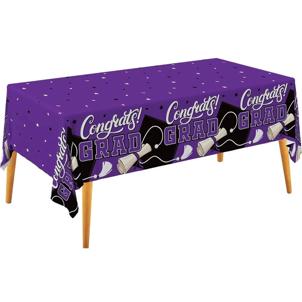 Gatherfun Graduation Decorations 2 PC Purple Plastic Tablecloth 54"x108" s34‎